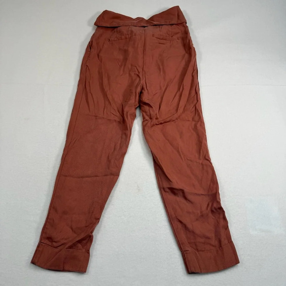 Cartonnier Anthropologie Roll Cuff Crop Trousers Womens Sz 2 High Rise Tie Waist - Picture 4 of 14
